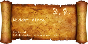 Widder Vince névjegykártya